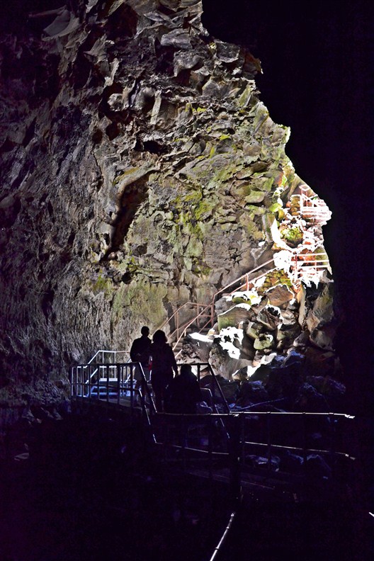 Steps descending at entrance to Lava River Cave